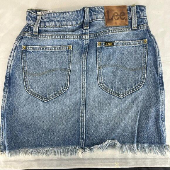 Distressed Blue Denim Mini Skirt - Trendy Fashion Staple - Size 26 - Picture 8 of 9